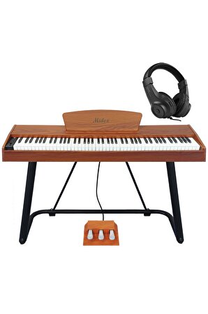 Midex PLX-125-OR Taşınabilir Dijital Piyano Tuş Hassasiyetli 88 Tuş Bluetooth (Stand ve Kulaklık İle)